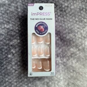 Kiss imPRESS Short Squoval Press-on Nails, Pink French Tip, 30 Pieces